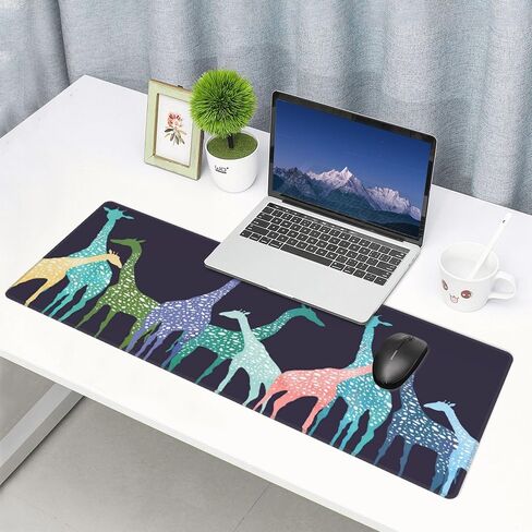 Colorful Giraffe Large Gaming Mouse pad Art Giraffe Blue Desk Pad for Computer Desk Laptop Office 31.5 X 12 Inch Non-Slip Rubber in Saudi Arabia
