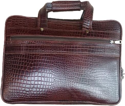 Laptop bag Genuine leather with crocodile print, Brown in Saudi Arabia