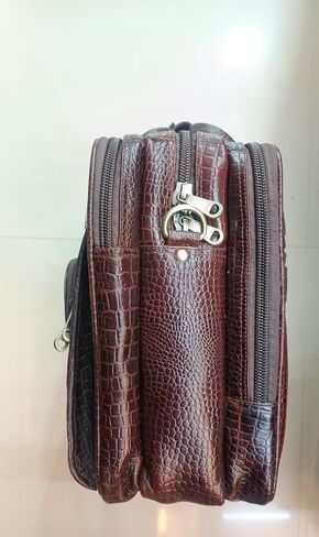 Laptop bag Genuine leather with crocodile print, Brown in Saudi Arabia