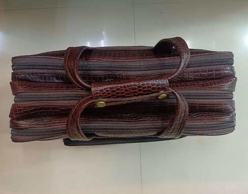 Laptop bag Genuine leather with crocodile print, Brown in Saudi Arabia
