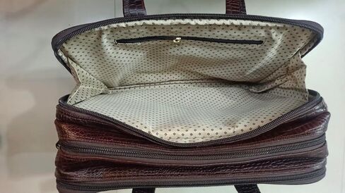Laptop bag Genuine leather with crocodile print, Brown in Saudi Arabia