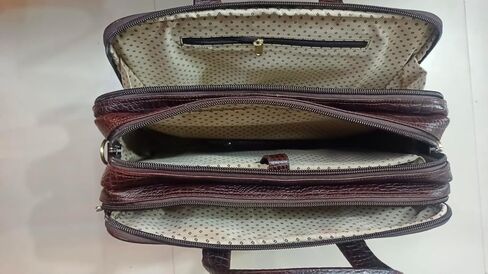 Laptop bag Genuine leather with crocodile print, Brown in Saudi Arabia