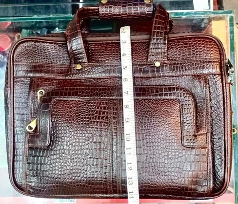Laptop bag Genuine leather with crocodile print, Brown in Saudi Arabia