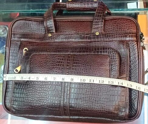 Laptop bag Genuine leather with crocodile print, Brown in Saudi Arabia