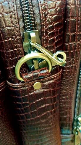 Laptop bag Genuine leather with crocodile print, Brown in Saudi Arabia