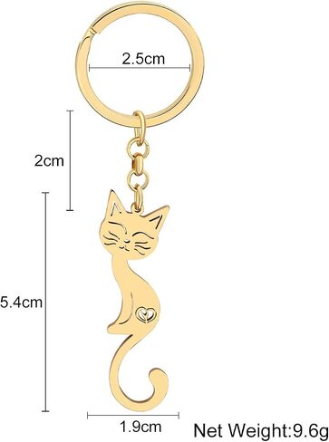 Stainless Steel Silver Gold Plated Cat Keychains Kitten Key Ring Novelty Jewelry Charms Gifts for Women Girls in Saudi Arabia