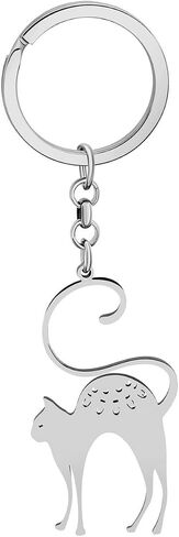 Stainless Steel Silver Gold Plated Cat Keychains Kitten Key Ring Novelty Jewelry Charms Gifts for Women Girls in Saudi Arabia