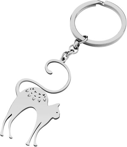 Stainless Steel Silver Gold Plated Cat Keychains Kitten Key Ring Novelty Jewelry Charms Gifts for Women Girls in Saudi Arabia