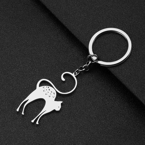 Stainless Steel Silver Gold Plated Cat Keychains Kitten Key Ring Novelty Jewelry Charms Gifts for Women Girls in Saudi Arabia