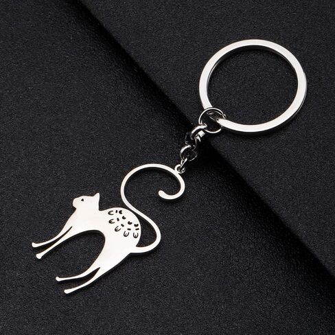 Stainless Steel Silver Gold Plated Cat Keychains Kitten Key Ring Novelty Jewelry Charms Gifts for Women Girls in Saudi Arabia
