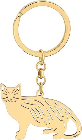 Stainless Steel Silver Gold Plated Cat Keychains Kitten Key Ring Novelty Jewelry Charms Gifts for Women Girls in Kuwait