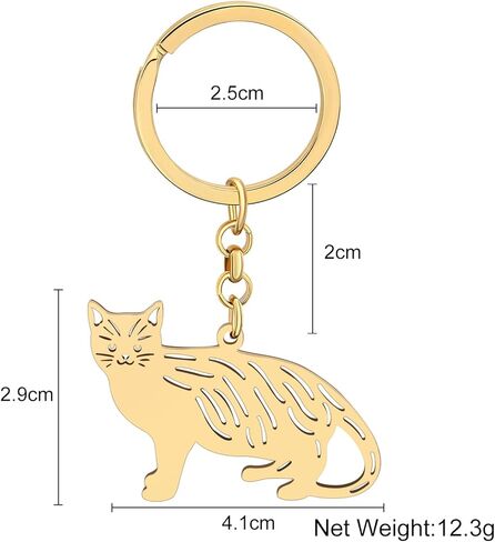 Stainless Steel Silver Gold Plated Cat Keychains Kitten Key Ring Novelty Jewelry Charms Gifts for Women Girls in Kuwait