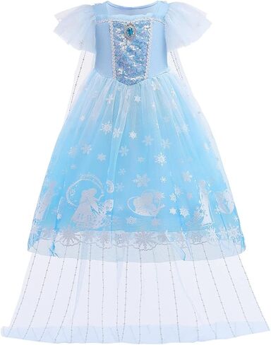 Girls Frozen Elsa Princess Fancy Dress Halloween Costume Christmas Birthday Pageant Party Evening Ball Gown in Saudi Arabia