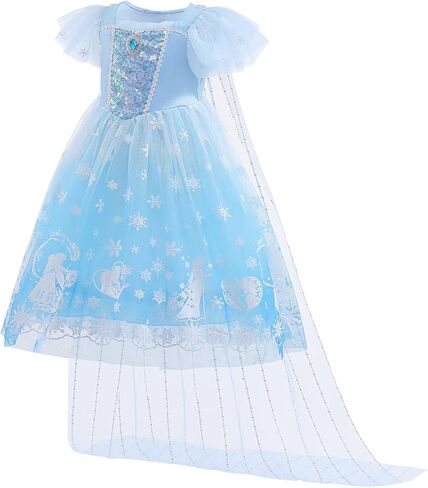Girls Frozen Elsa Princess Fancy Dress Halloween Costume Christmas Birthday Pageant Party Evening Ball Gown in Saudi Arabia