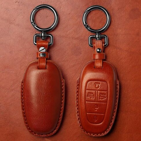Tukellen لسيارة Hyundai Key Fob غطاء جلدي مع سلسلة مفاتيح متوافقة مع 2020 2021 Sonata، 2022 Tucson Remote Key-Brown in Kuwait