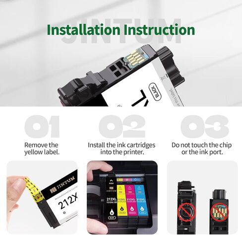 استبدال خرطوشة الحبر المعاد تصنيعها JINTUM 212XL لخراطيش حبر Epson 212 لطابعة Expression Home XP-4100 XP-4105 Workforce WF-2850 WF-2830 (2 أسود) in Kuwait