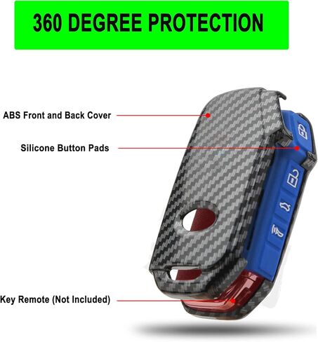 Key Fob Cover Case Fit for Kia Ceed Cerato Forte Niro Seltos Sorento Soul Sportage Telluride K5 Keyless Entry Remote Case Holder ABS Carbon Fiber Pattern (4 Buttons, Black) in Kuwait