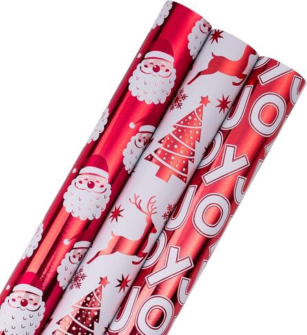 RUSPEPA Christmas Wrapping Paper Rolls - Mini Roll - 17 inches x 10 feet per Roll, Total of 3 Rolls - Black and Gold in Saudi Arabia