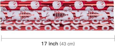 RUSPEPA Christmas Wrapping Paper Rolls - Mini Roll - 17 inches x 10 feet per Roll, Total of 3 Rolls - Black and Gold in Saudi Arabia