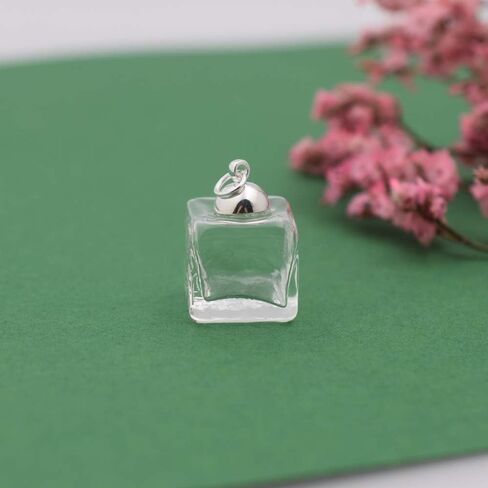 10 Pieces Cute Cube Glass Vial with Cap Set, Glass Cover Handmade Glass Pendant Supply (Gold Cap, 10mm) in Saudi Arabia