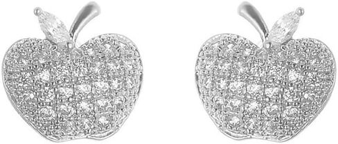 Kokoma Cubic Zirconia Cute Apple Tiny Stud Earrings for Women Girls Rhinestone Teacher Earrings Back to School Earrings Tiny Fruit Studs Teacher Gifts in Saudi Arabia