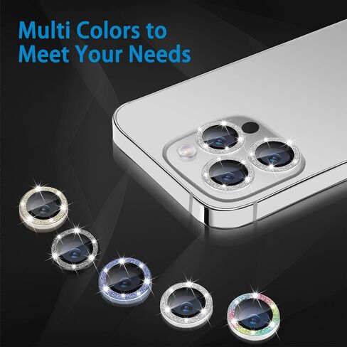 Compatible with iPhone 15 Pro/15 Pro Max Camera Lens Protector, Anti-Scratch Lens Cover 9H Tempered Glass Metal Camera Screen Protector Shockproof Camera Ring - Natural Titanium in Kuwait