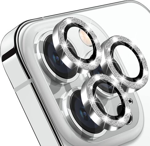 Compatible with iPhone 15 Pro/15 Pro Max Camera Lens Protector, Anti-Scratch Lens Cover 9H Tempered Glass Metal Camera Screen Protector Shockproof Camera Ring - Natural Titanium in Kuwait