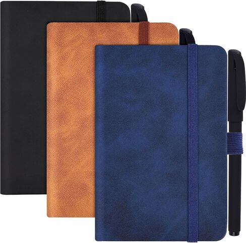 Koogel 3PCS Pocket Notebook Journals, Mini Notebooks with Pen Holder Hardcover Small Notepads for Note Taking School Office Black in Saudi Arabia