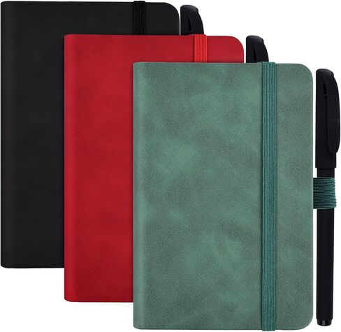 Koogel 3PCS Pocket Notebook Journals, Mini Notebooks with Pen Holder Hardcover Small Notepads for Note Taking School Office Black in Saudi Arabia