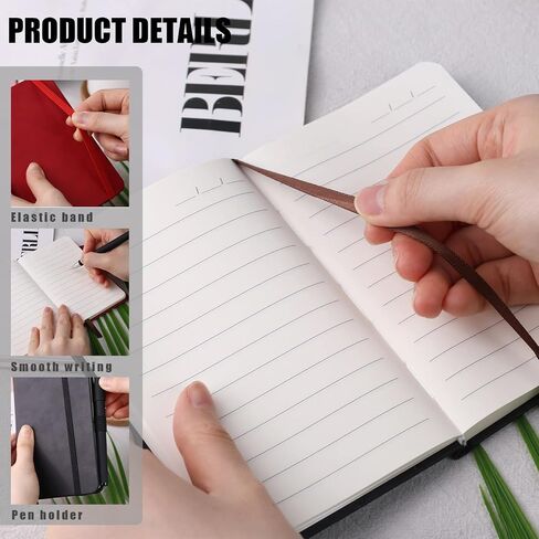 Koogel 3PCS Pocket Notebook Journals, Mini Notebooks with Pen Holder Hardcover Small Notepads for Note Taking School Office Black in Saudi Arabia