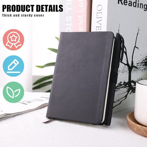 Koogel 3PCS Pocket Notebook Journals, Mini Notebooks with Pen Holder Hardcover Small Notepads for Note Taking School Office Black in Saudi Arabia