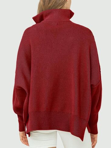 ATHMILE Women's Oversized Sweater 2023 Fall Long Sleeve Quarter Zipper Collar Drop Shoulder Slouchy Pullover Tops in Saudi Arabia