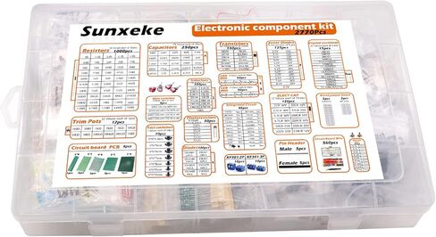 مجموعة متنوعة من المكونات الإلكترونية DIY، تشمل المقاومات، والمكثفات، والصمام الثلاثي، وثنائي الفينيل متعدد الكلور، ومفتاح اللباقة، ومفتاح التبديل، ومقياس الجهد، وLED، والمحاثات، ومذبذب الكريستال، والدوائر المتكاملة. in Kuwait
