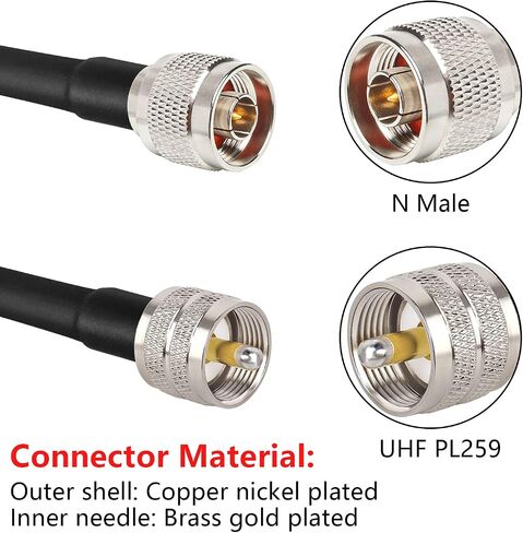 XRDS -RF N Male to PL259 UHF 3FT, N-Type to UHF Cable Low Loss RG8X Coax Cable (50 Ohm) Pure Copper Extension Jumper for Antenna/Wireless LAN Device/WiFi/Radio/Coaxial Extension Cable in Saudi Arabia