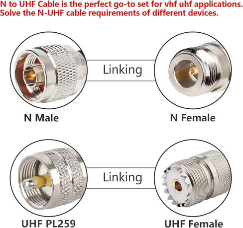 XRDS -RF N Male to PL259 UHF 3FT, N-Type to UHF Cable Low Loss RG8X Coax Cable (50 Ohm) Pure Copper Extension Jumper for Antenna/Wireless LAN Device/WiFi/Radio/Coaxial Extension Cable in Saudi Arabia