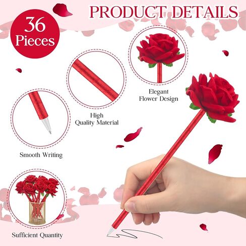 36 Set Wedding Favors for Guests Bulk Artificial Rose Pens Thank You Cards with Twine Flower Pens Ballpoint Pen Black Ink for Wedding Bridal Shower Games Proposal Gift (Cute Style) in Saudi Arabia