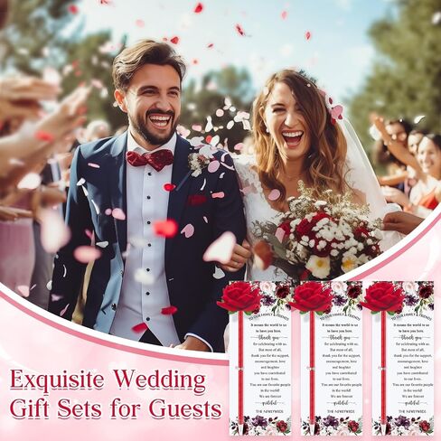 36 Set Wedding Favors for Guests Bulk Artificial Rose Pens Thank You Cards with Twine Flower Pens Ballpoint Pen Black Ink for Wedding Bridal Shower Games Proposal Gift (Cute Style) in Saudi Arabia