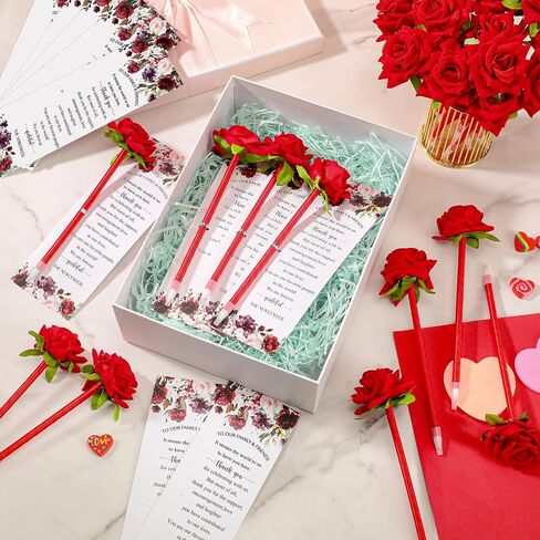 36 Set Wedding Favors for Guests Bulk Artificial Rose Pens Thank You Cards with Twine Flower Pens Ballpoint Pen Black Ink for Wedding Bridal Shower Games Proposal Gift (Cute Style) in Saudi Arabia