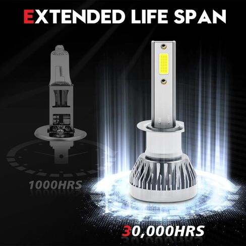 لمبات VEHICODE H1 LED لأضواء الضباب لجهاز العرض DRL 6000K أبيض 12 فولت H1LL مجموعة صغيرة بدون مروحة (عبوتان) in Kuwait