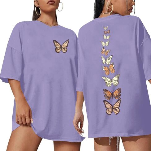 Women Oversized Shirt Butterfly Graphic Tees Oversized Summer Tshirt Casual Butterflies Short Sleeve Tops in Saudi Arabia