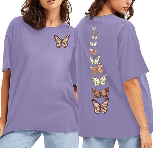 Women Oversized Shirt Butterfly Graphic Tees Oversized Summer Tshirt Casual Butterflies Short Sleeve Tops in Saudi Arabia