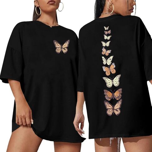 Women Oversized Shirt Butterfly Graphic Tees Oversized Summer Tshirt Casual Butterflies Short Sleeve Tops in Saudi Arabia