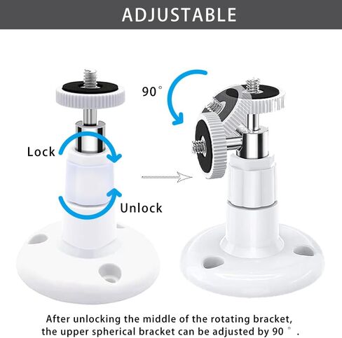 حامل جداري متوافق مع Arlo، eufyCam، بطارية Google Nest الجيل الثاني، بطارية Ring Stick Up Cam، حامل تثبيت على الحائط في السقف قابل للتعديل، دعامة تثبيت داخلية وخارجية مع رأس لولبي 1/4 بوصة in Kuwait