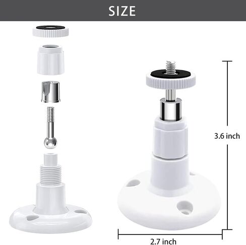 حامل جداري متوافق مع Arlo، eufyCam، بطارية Google Nest الجيل الثاني، بطارية Ring Stick Up Cam، حامل تثبيت على الحائط في السقف قابل للتعديل، دعامة تثبيت داخلية وخارجية مع رأس لولبي 1/4 بوصة in Kuwait