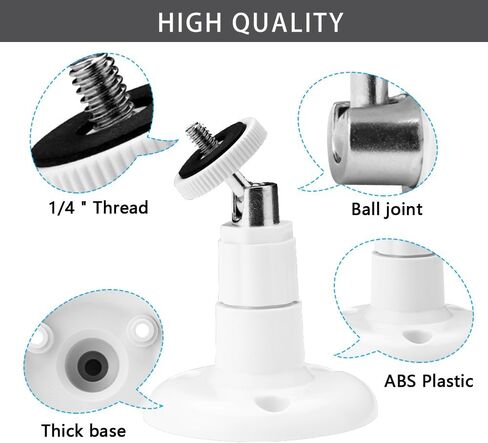 حامل جداري متوافق مع Arlo، eufyCam، بطارية Google Nest الجيل الثاني، بطارية Ring Stick Up Cam، حامل تثبيت على الحائط في السقف قابل للتعديل، دعامة تثبيت داخلية وخارجية مع رأس لولبي 1/4 بوصة in Kuwait