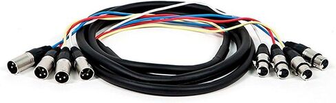 Monoprice 4-Channel XLR Male to XLR Female Snake Cable - 20 Feet - Black/Silver, Metal Connector Housings, Plastic and Rubber Cable Boots in Kuwait