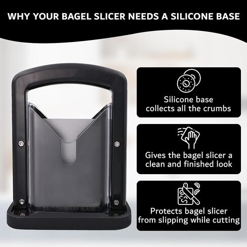 Isoko Silicone Bagel Crumbs Catcher Base for Plastic Guillotine Bagel Slicer (BLACK) in Saudi Arabia