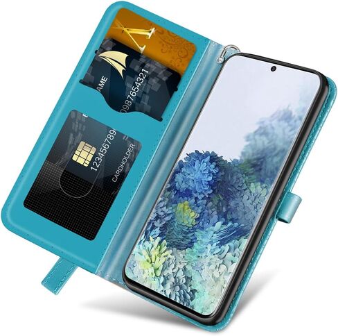 for Samsung Galaxy S20 FE 5G Wallet Case, Embossed Tree Premium PU Leather [Kickstand] [Card Slots] [Wrist Strap] [6.5 inch] Phone Cover for Samsung S20 FE (B1-Black) in Saudi Arabia