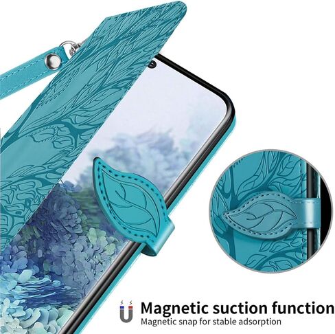 for Samsung Galaxy S20 FE 5G Wallet Case, Embossed Tree Premium PU Leather [Kickstand] [Card Slots] [Wrist Strap] [6.5 inch] Phone Cover for Samsung S20 FE (B1-Black) in Saudi Arabia