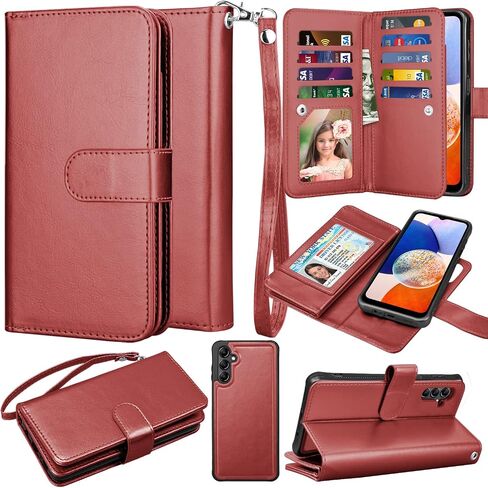 Takfox Galaxy A14 5G Case, Galaxy A14 5G Phone Case Wallet, PU Leather Credit Card Holder Slots Folio Flip Detachable Magnetic Cover Kickstand & Carrying Strap for Samsung A14 5G-Marble in Saudi Arabia